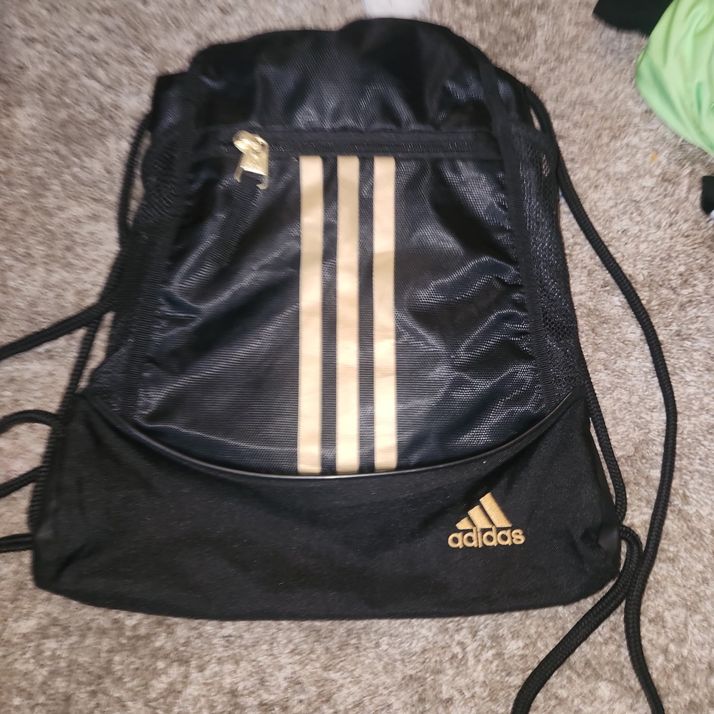 Adidas Men's Black Backpack with Gold Accents